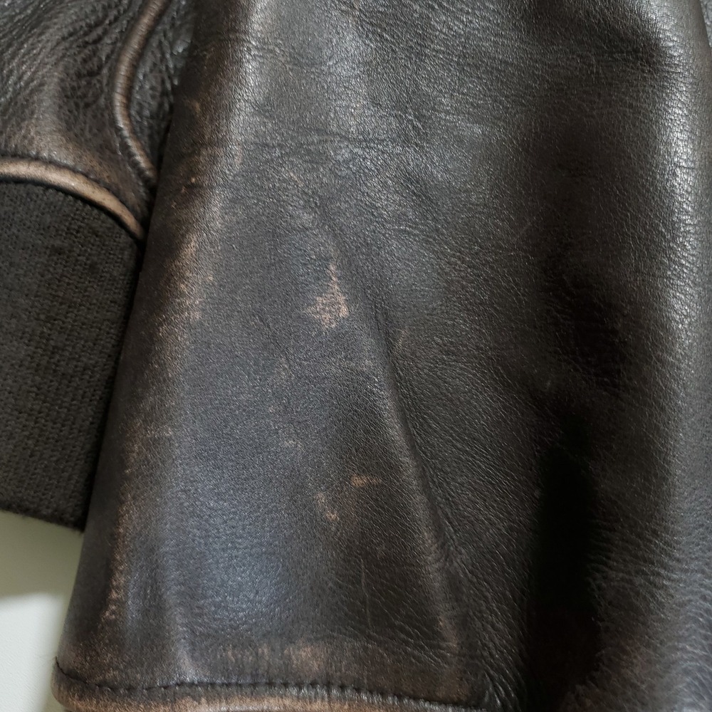 Vintage J Peterman Company Mens XL Leather Bomber Jacket Aviator Brown - Picture 8 of 9